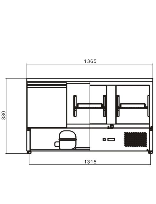 Kühltisch 3-türig 4 x GN 1/1